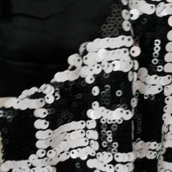 New black & white sequin plaid lightweight jacket - Picture 4 of 9